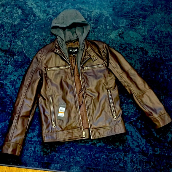 Guess Leather Jacket with removable hood - Picture 1 of 4